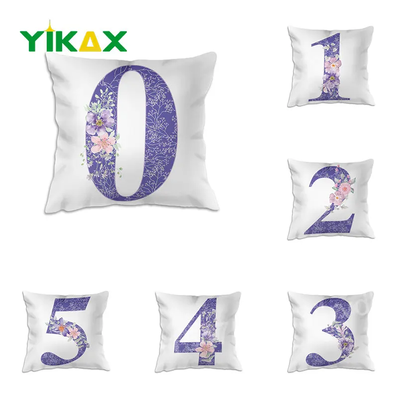 

Purple Numbers Flower Hold Pillowcase Sofa Seat Headrest Pillow Cover Cycling Cushion Cover Does Not Include Pillow Core Custom