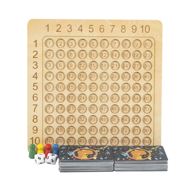 

Montessori Wooden Arithmetic Math Board Toy Multiplication 9X9 Sensory Enlightenment Competitive Puzzle Kids Favor Gift