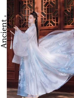 new hanfu tang dynasty traditional chinese dress folk dance costume fairy princess modern hanbok retro nationality blue pink