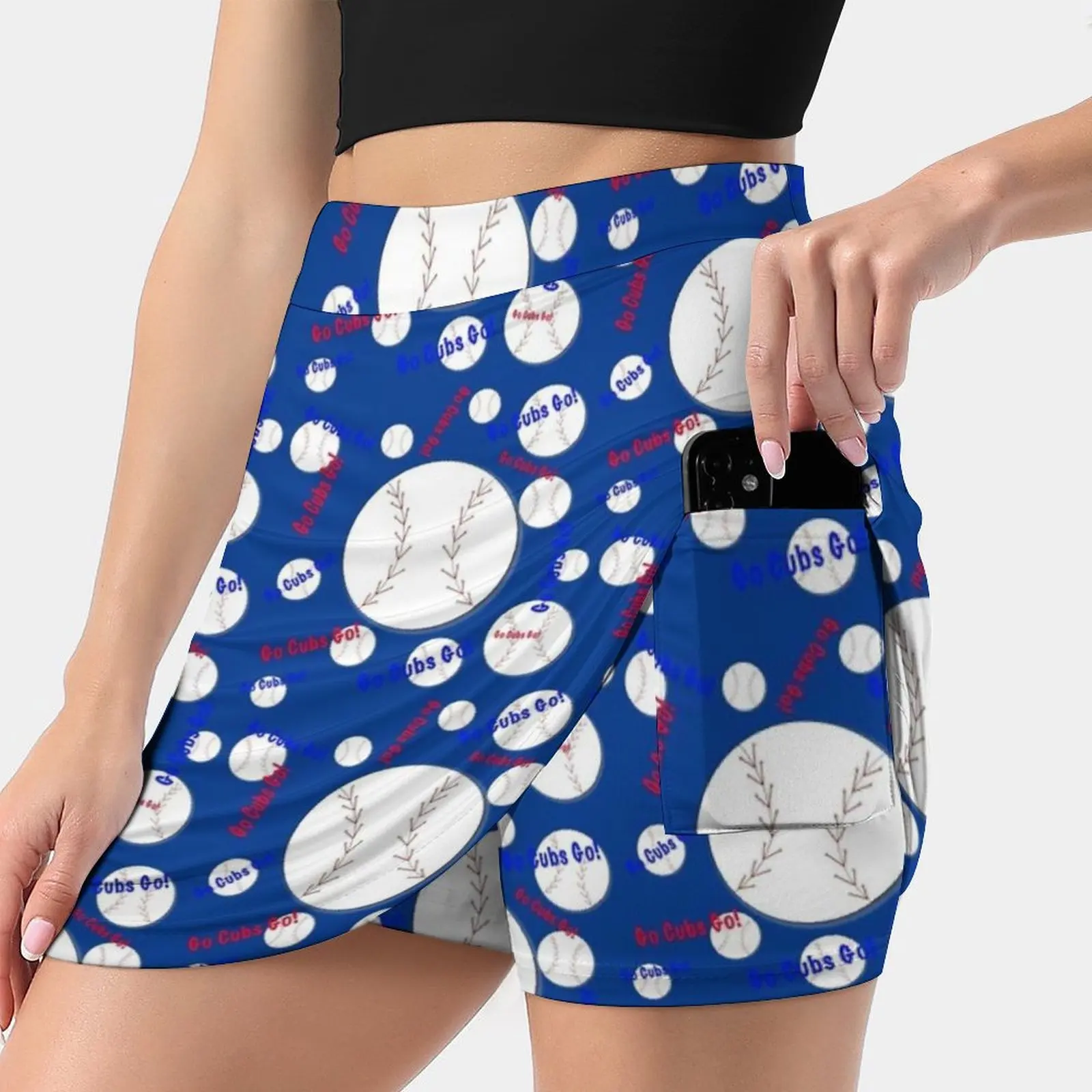 

Go Cubs Go! Baseball Women's skirt With Hide Pocket Tennis Skirt Golf Skirts Badminton Skirts Running skirts Red White Blue