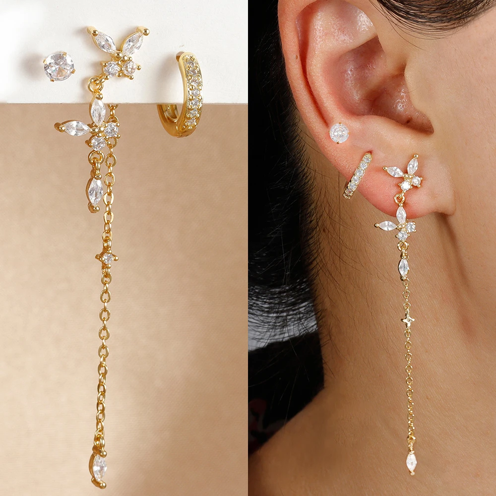 3 шт. серьги-цепочки из нержавеющей стали