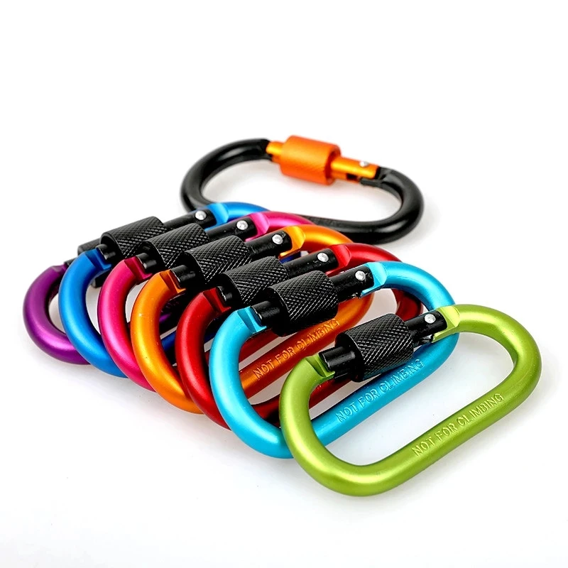 

Paracord 8cm Aluminum Carabiner Chain Clip Rotary Lock D Ring Buckle Key Ring Camping Mountain Snap Hook Outdoor Travel Kit