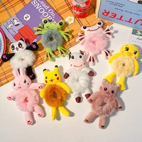 women cute bear frog cat rabbit chick cow baby rope rubber ties animal scrunchies girl ties plush hair bands elastic accessories