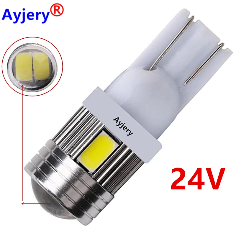 

AYJERY 4/6/8/10 PCS Truck 24V T10 LED 194 168 W5W LED Light Bulb 5630 5730 6 SMD Len White Clearance Light License Plate Lamp