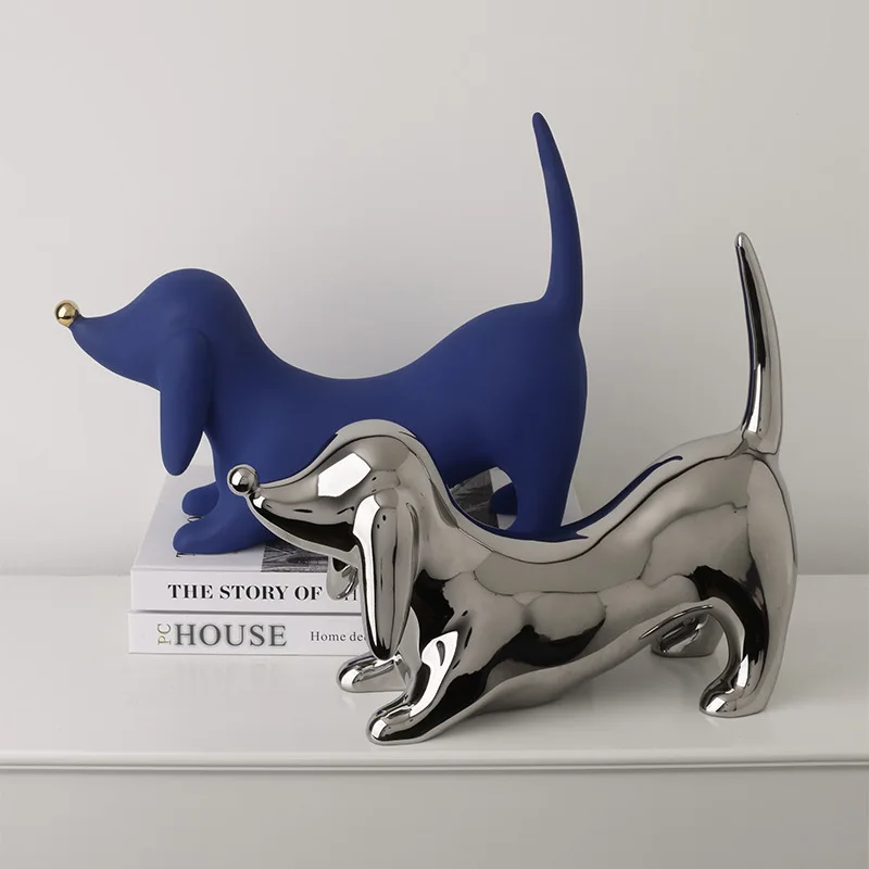 

Luxurious and Creative Doberman Dog Ornaments Ceramic Electroplating Home Art Ornaments Desktop Porch TV Cabinet Soft Decoration