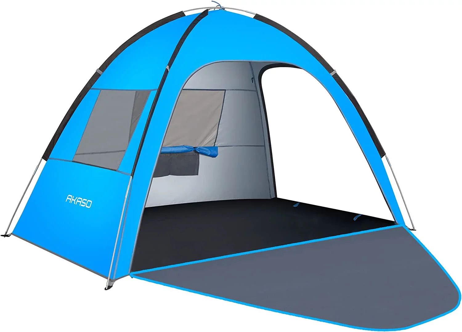

AKASO Beach Tent for 3-4 Person, UPF 50+ Assemble 7.4' x 4.7' Beach Tent