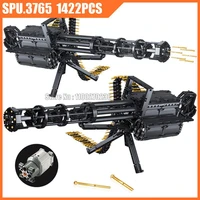 86001 1422pcs gatling guns emission military army ww2 weapon army bullet electric boy building blocks toy children