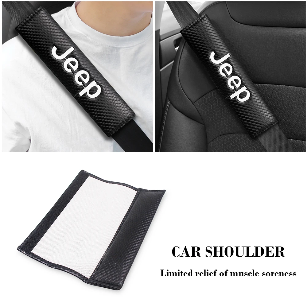 

2Pcs Car Seat Belt Pads Shoulder Strap Pad Cushion Cover Comfortable Seatbelt Harness For Jeep Renegade Compass Grand Cherokee W