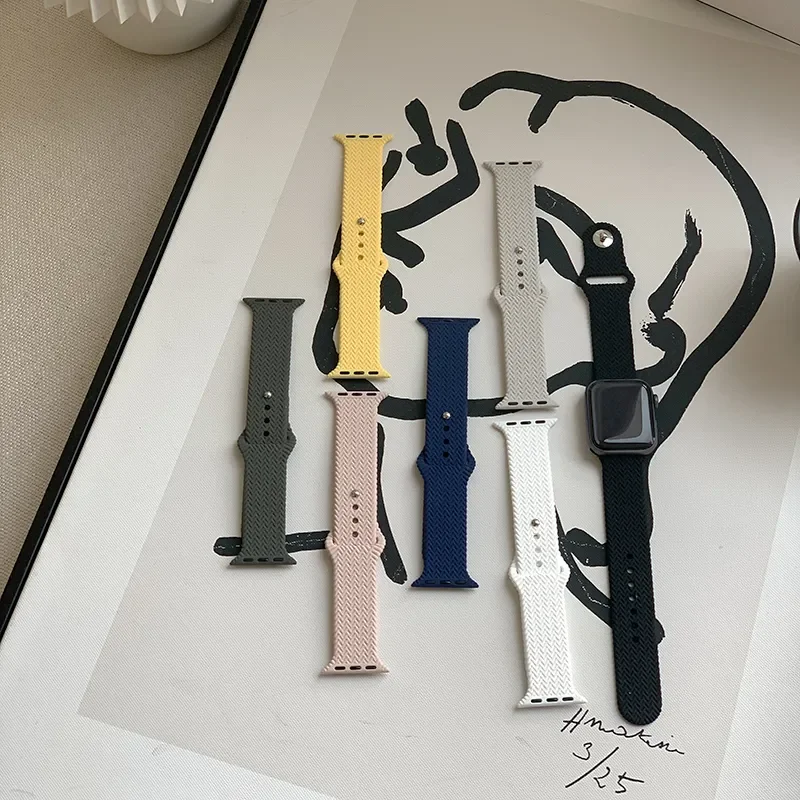 Soft Silicone Band For Apple Watch Series 7 6 5 4 3 2 SE Rubber Watchband Strap For iWatch 41MM 45MM 38MM 42MM 40MM 44MM