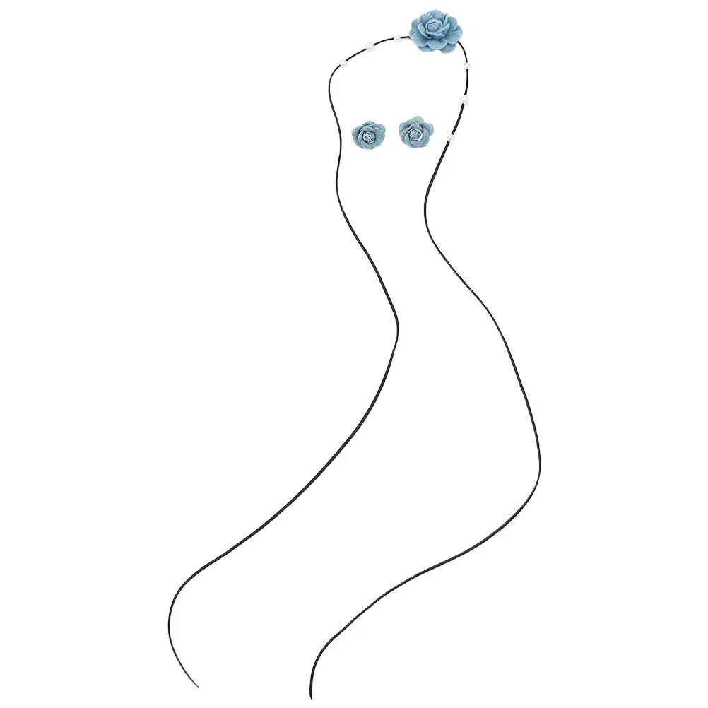 

Синие Ювелирные наборы, серьги-колье, летнее ожерелье, Камелия, ткань, жемчуг, Miss