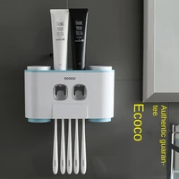 ecoco happy family four washing set automatic toothpaste dispenser creative toothbrush holder wall hanging punch free