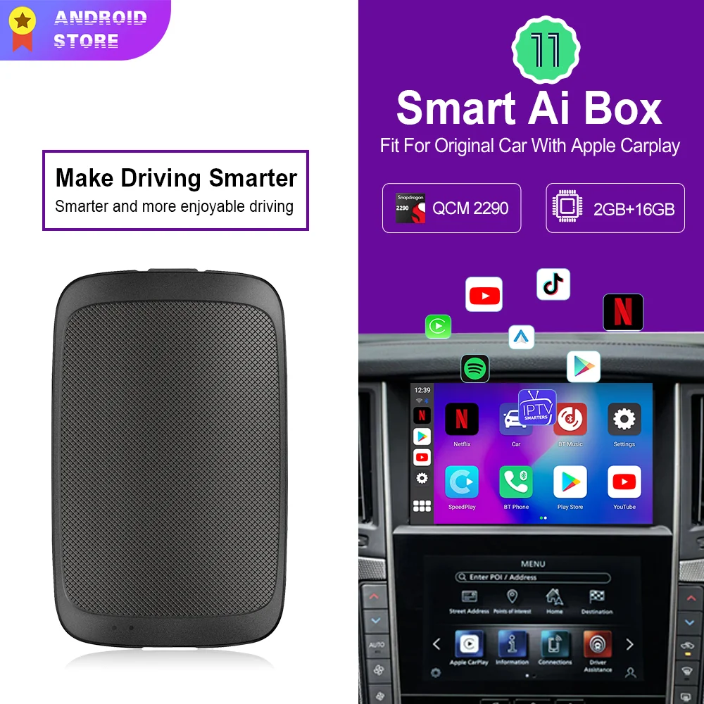 

Carplay Ai Box Android 11 Wireless Apple Carplay Android Auto Netflix Iptv Car Smart Ai Box For Mazda Jeep Volvo Hyundai Kia VW