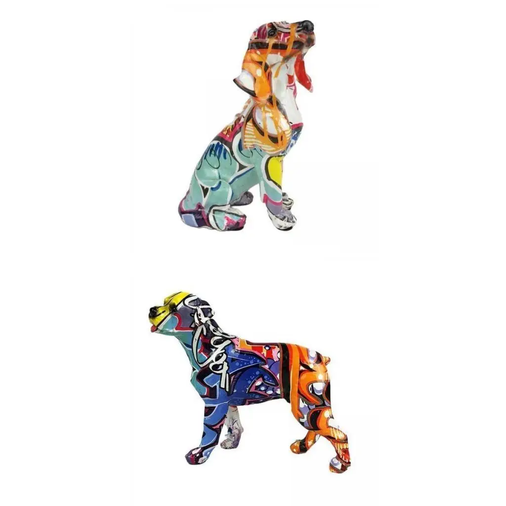 

2pcs Dog Statue Sculpture Figurine Living Room Bedroom Decoration Ornament