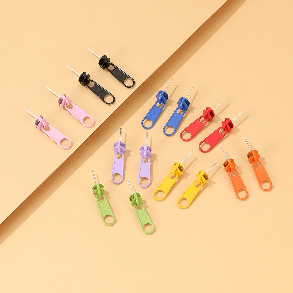 

Cute Alloy Colorful Zipper Stud Earrings for Women Creative Mini Unique Funny Accessories Girl Jewelry Gifts