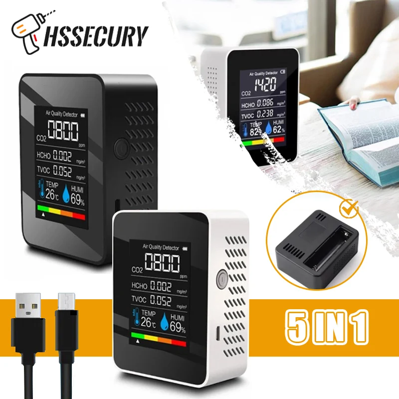 

Цифровой измеритель CO2 5 в 1, тестер качества воздуха, Многофункциональный датчик влажности и температуры