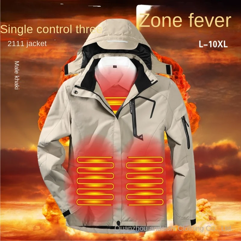 Smart Heating Men's and Women's Sweater Jacket Fashion Cotton Jacket Waterproof Windproof Plush Warm Jacket Large R209