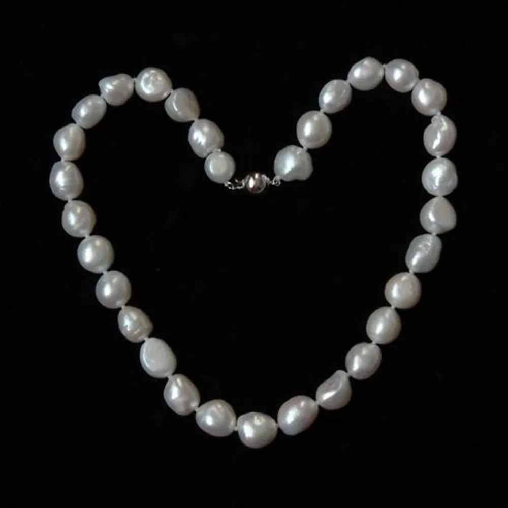 

Ожерелье ручной работы с пресноводным белым барочным жемчугом 11-12 мм 45 см для женщин модные ювелирные изделия