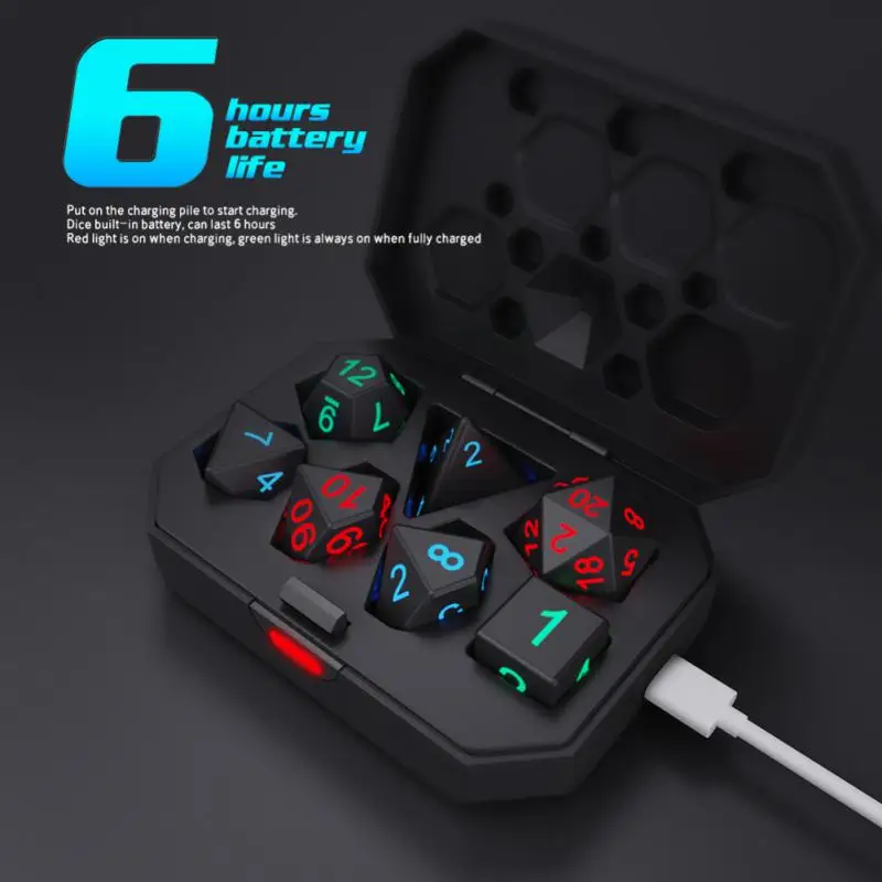 

Game Tools Built-in Battery 25mah Luminous Dice Laser Technology Durable Dice Electronic Toys Charging Dice Led