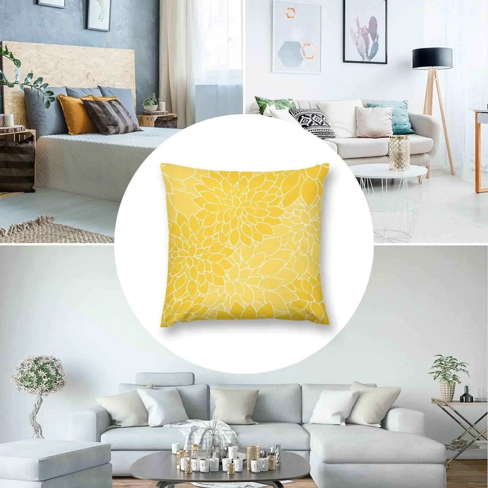 Горчично-желтый аниме чехол для подушки