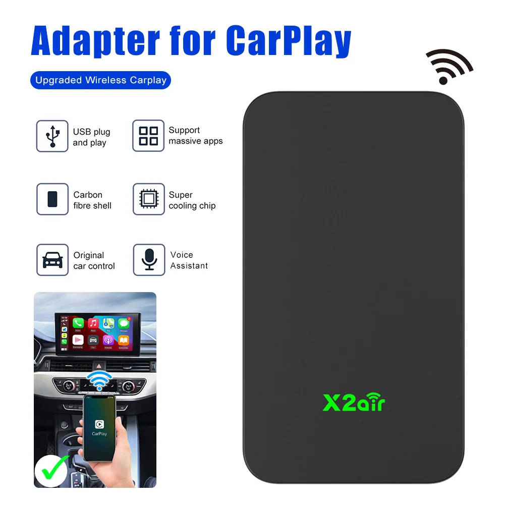 

Wired to Wireless Adapter for CarPlay&Android Auto Mini Adapter Multimedia Player Plug and Play Dongle Box for iOS and Android