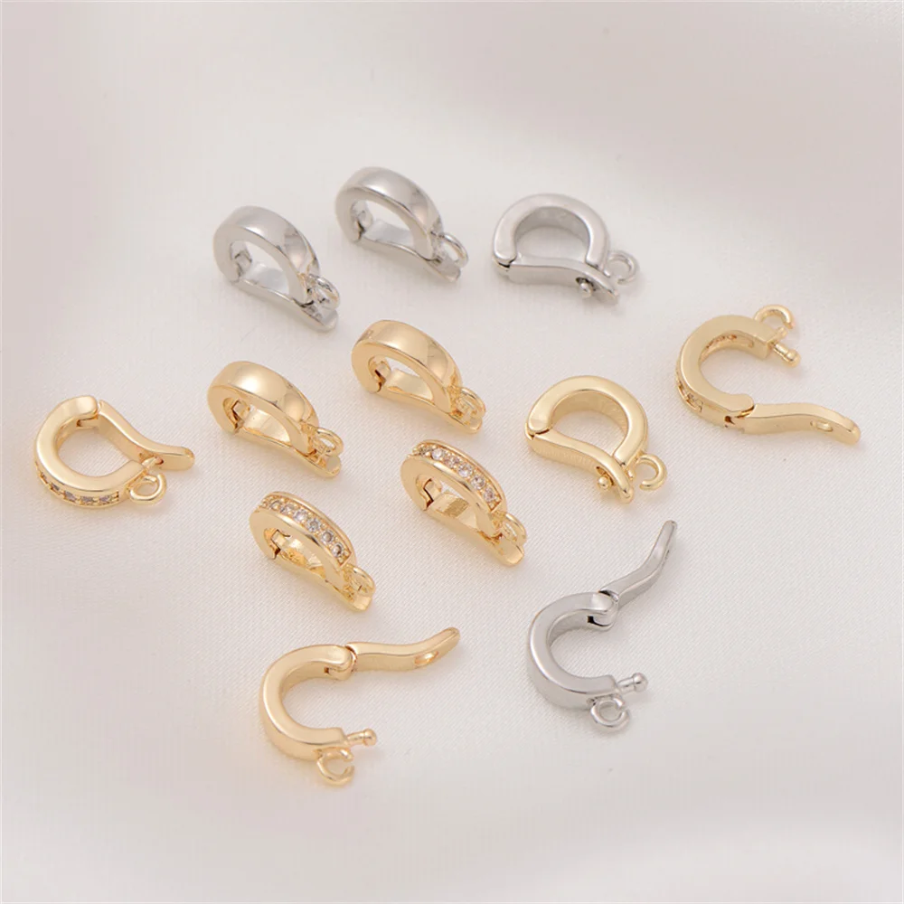 

14K gold-encrusted zircon can open the pendant button DIY pearl necklace pendant decoration link melon seed button