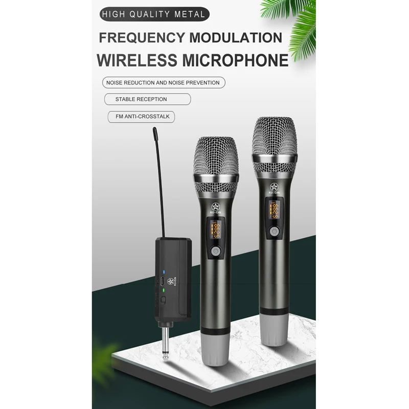 

RISE-Universal Wireless Microphone 1 Drag 2 Handheld Microphone U-Segment FM Microphone For Outdoor Karaoke Stage Show