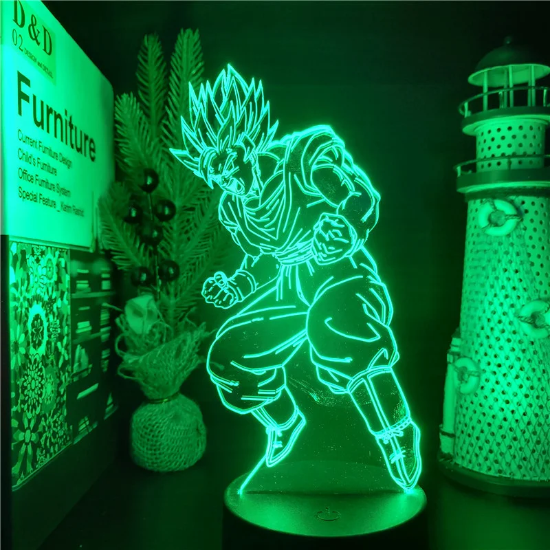 Dragon Ball Z Goku Power Up 3D Illusion Lamp Led Night Light Dragon Ball Super Colorful Nightlight For Bedroom Decor Kids Gift