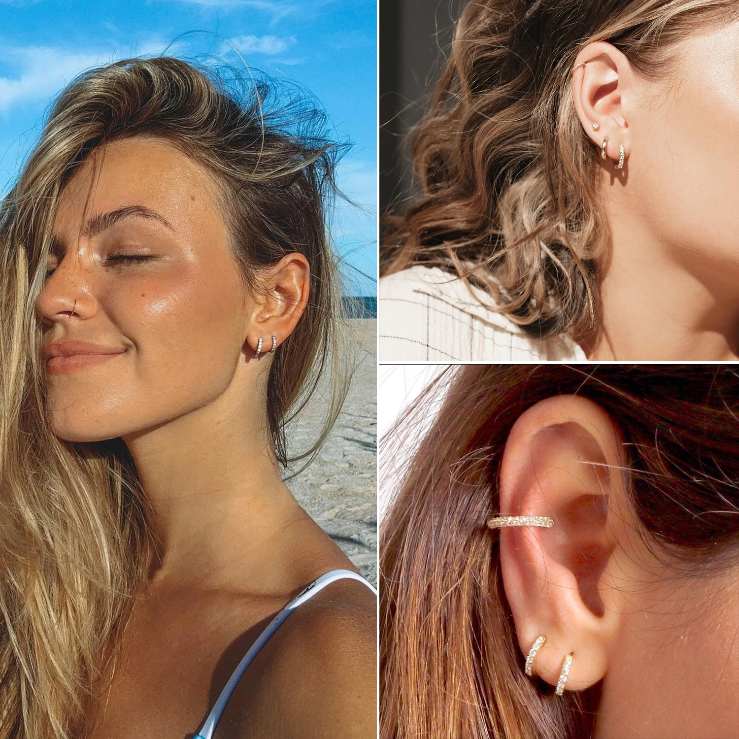 Серьги-кольца VOJO из нержавеющей стали с кубическим цирконием