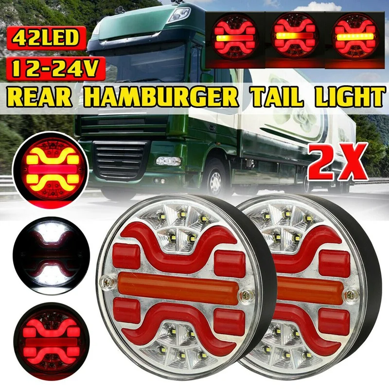 

1 пара, 42 светодиода, динамический сигнал поворота, стоп-сигнал, Круглый задний фонарь, прицеп, грузовик, кемпер