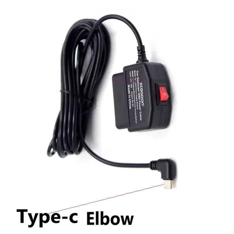 

Mini micro type-c левый и правый адаптер питания OBD 24 часа Автомобильный комплект жесткого провода OBD 5 В 3A Зарядный кабель Автомобильное зарядное устройство OBD понижающий кабель