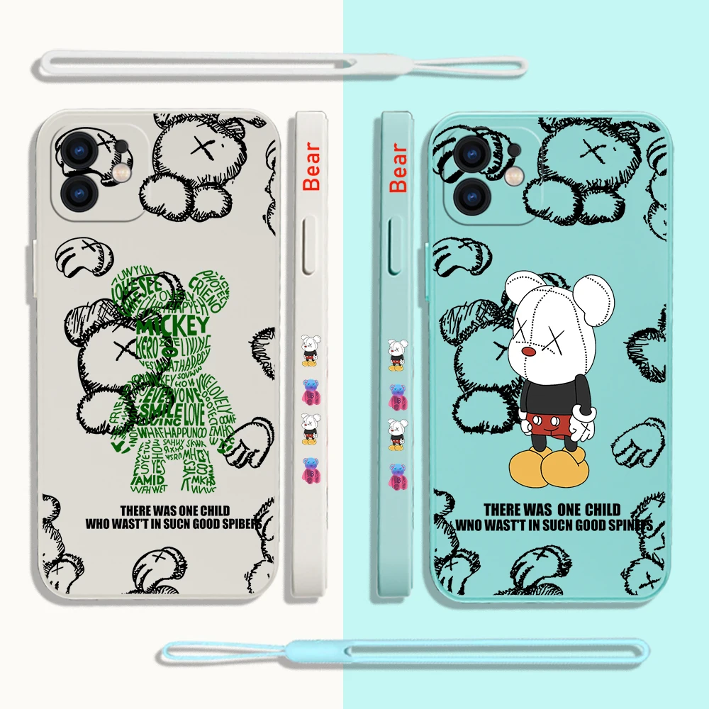 

Luxury Cool-Mouse Bear Phone Case For Samsung A53 A50 A12 A52 A52S A51 A72 A71 A73 A81 A91 A32 A22 A20 A30 4G 5G with Hand Strap