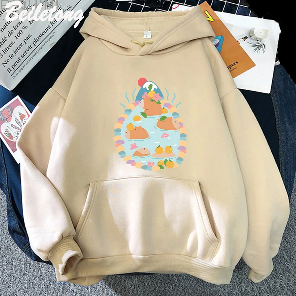 

Japanese Capybara Hot Spring Hoodie Men Fashion Sweatshirt Cartoon printed Harajuku Sweatshirts Funny Anime Women Streetwear