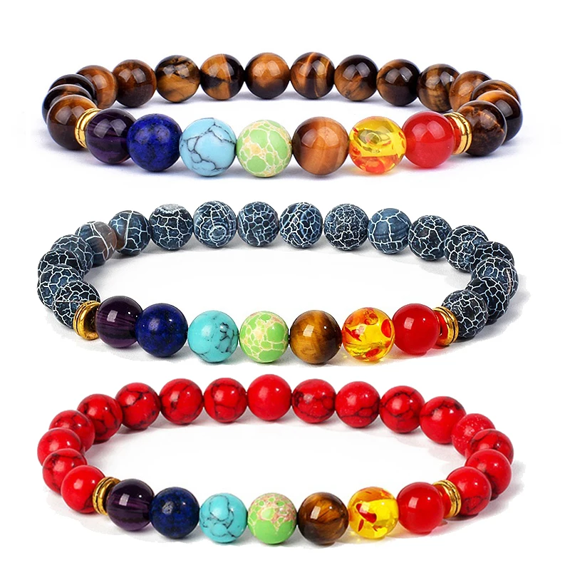 

7 Chakra Yoga Bracelets Women Healing Heart Therapy Bracelet Men Hematite Stone Beads Jewelry Chakra Prayer Balance Bangles Gift