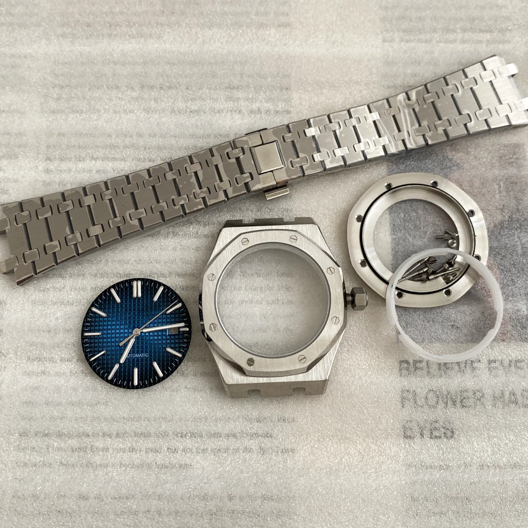 

41mm stainless steel octagonal design watch case with sapphire glass suitable for NH35 NH36 movement transparent bottom cover