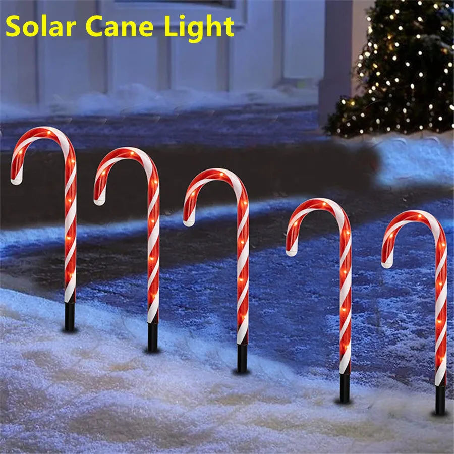 

2022 New LED Solar Fairy String Light Creative Christmas Cane Lights Outdoor Lawn Lamps for Garden New Year Christmas Decoration
