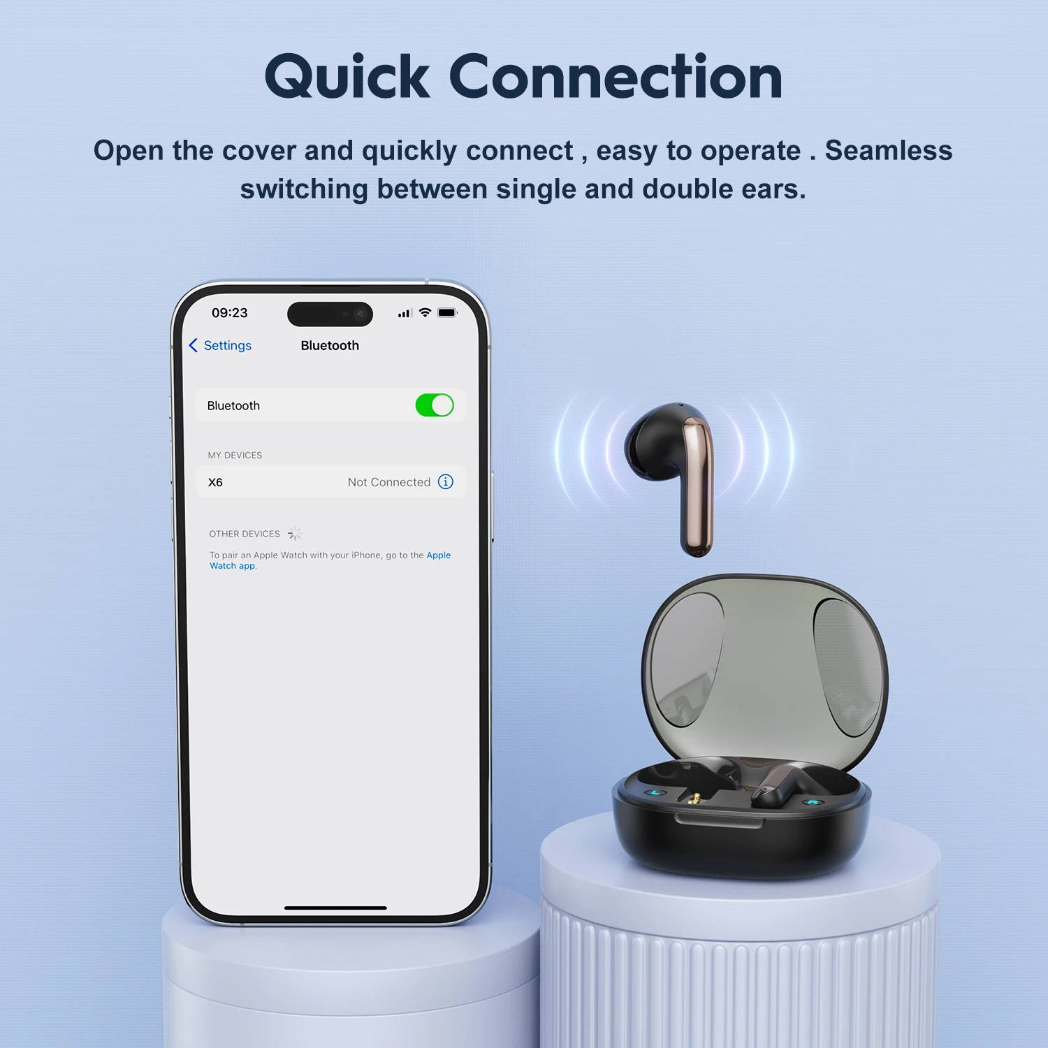 TWS-наушники New Bee X6 с поддержкой Bluetooth и аккумуляторным отсеком