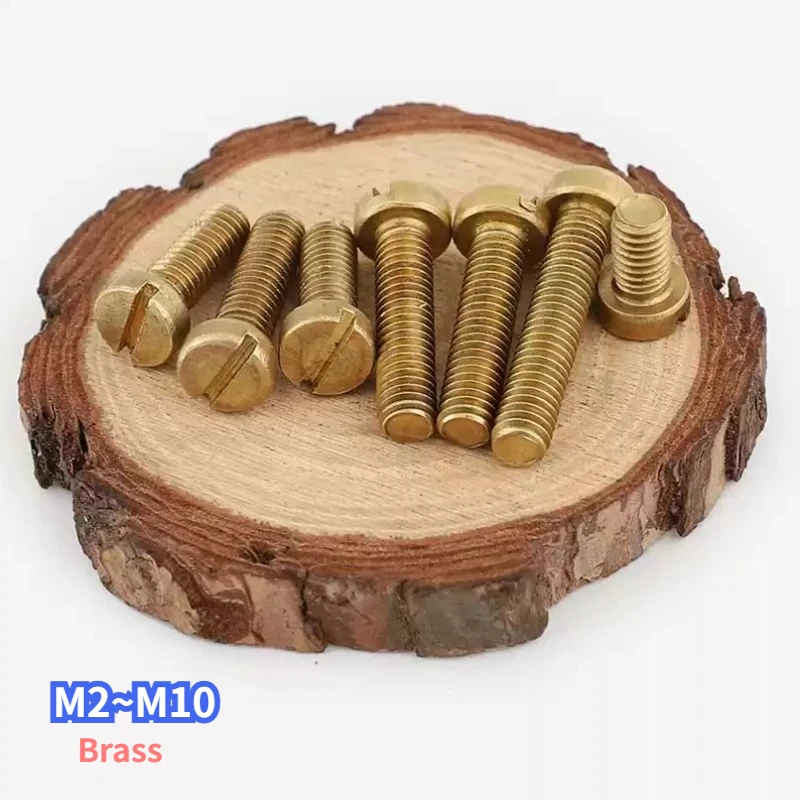 Фото M2 M2.5 M3 M4 M5 M6 M8 M10 Латунный винт с прорезями и сырной головкой GB65 Медный винт Латунный болт №1