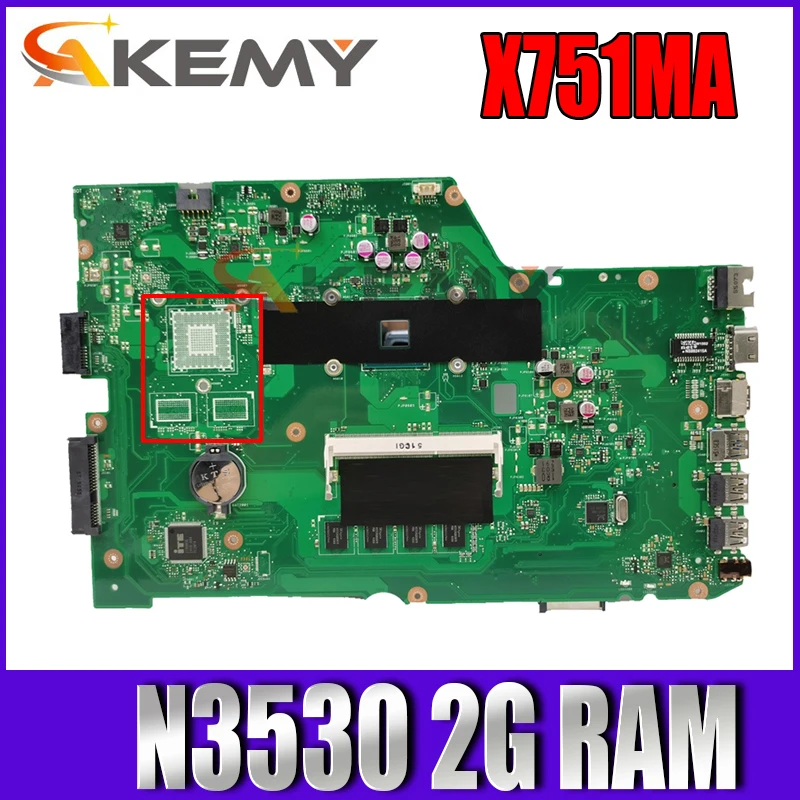 

Laptop motherboard For ASUS X751MD X751MA X751MD X751M Mainboard REV.2.0 N3530 With 2G RAM