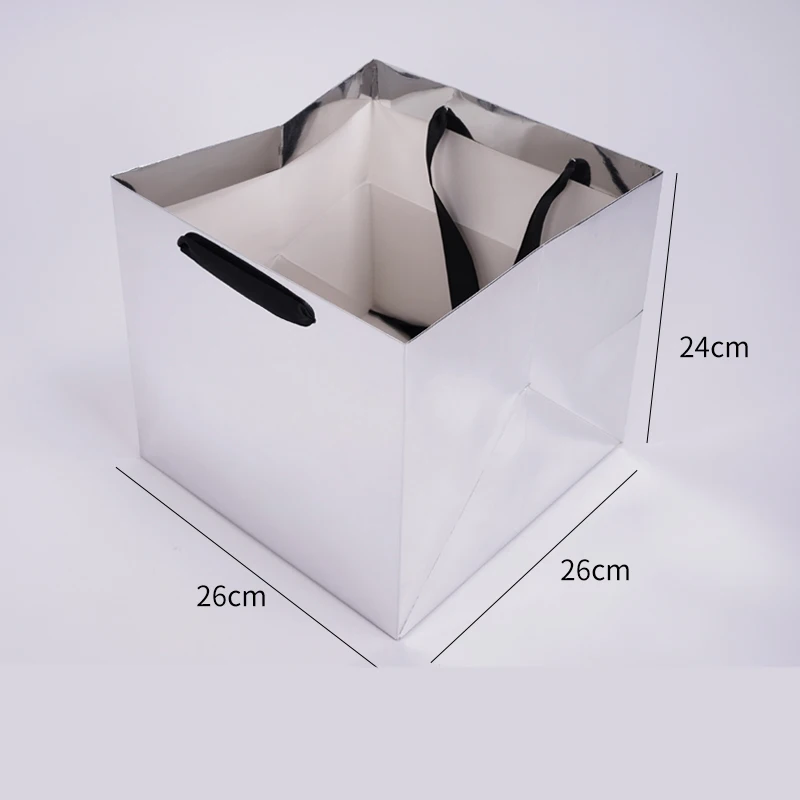 

Сумка-тоут зеркальная серебряная картонная 6 шт