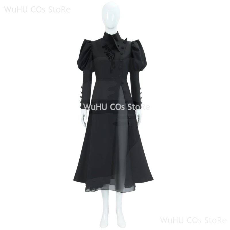 Эльфаба Косплей Ведьма Черное Платье с Пузырьковыми Рукавами Шляпа Фантазия