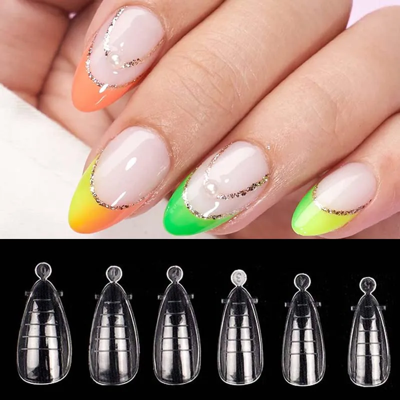 

Almond Nail Forms Quick Building Gel Mold Dual Nail System Full Cover Tips Finger Extension Forms Top Molds For Build Form