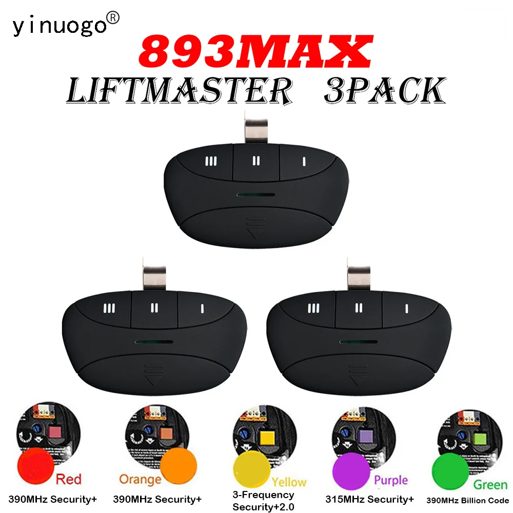 

3 Pack Liftmaster 893MAX Visor Style Remote Control Garage Door Opener Replacement Liftmaster 371LM 81LM 971LM 891LM 373LM 973LM
