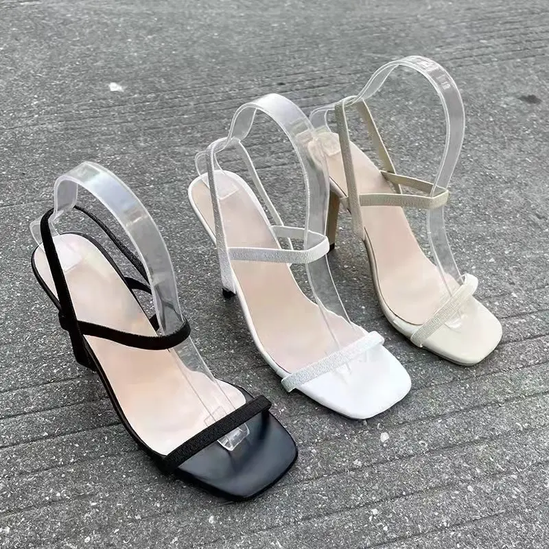 

2022 Spring New Sexy High-heeled Square-toe Large-size Slip-on Women's Sandals Open Toe Shoes Women Sandals