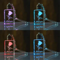 1pc square led light keychain square key chain ring keyring fairy heart crystal rose flower crystal charm