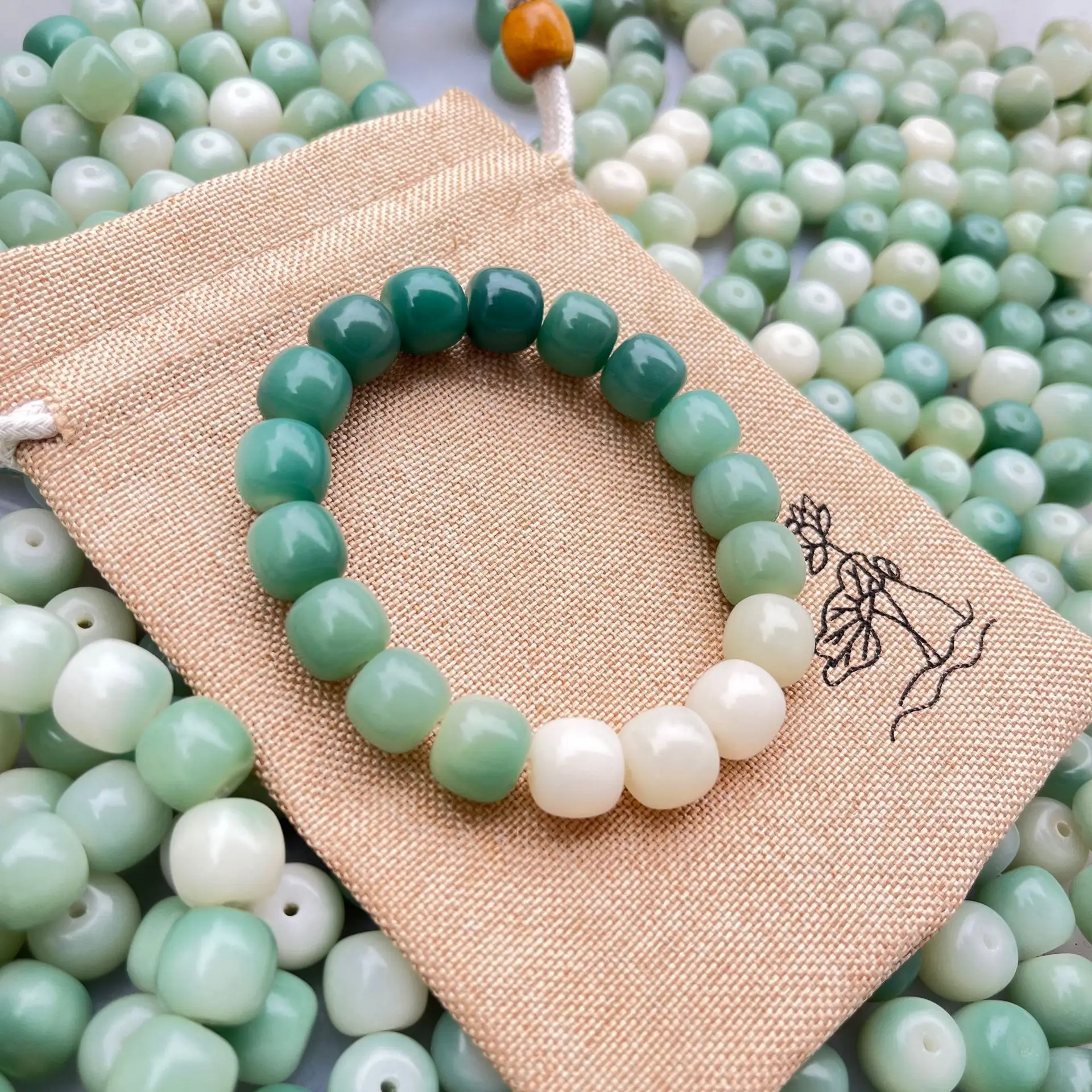 

Natural Bodhi 12MM Green Bodhi White Bodhi Bracelet Ladies Universal