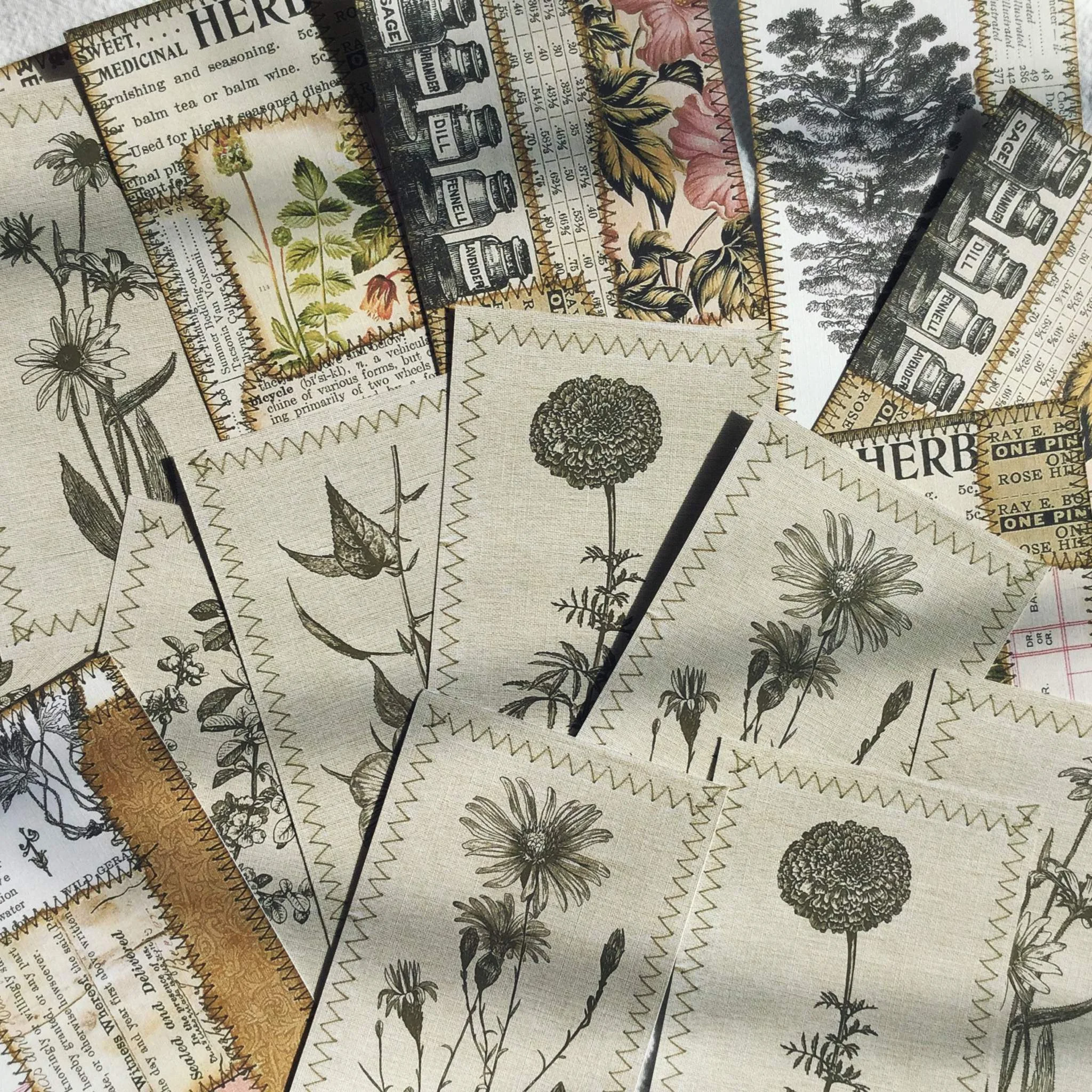 

Retro Hand Account Journal Sewing Style Plant Material Special Paper Card Decorative Collage Background Paper