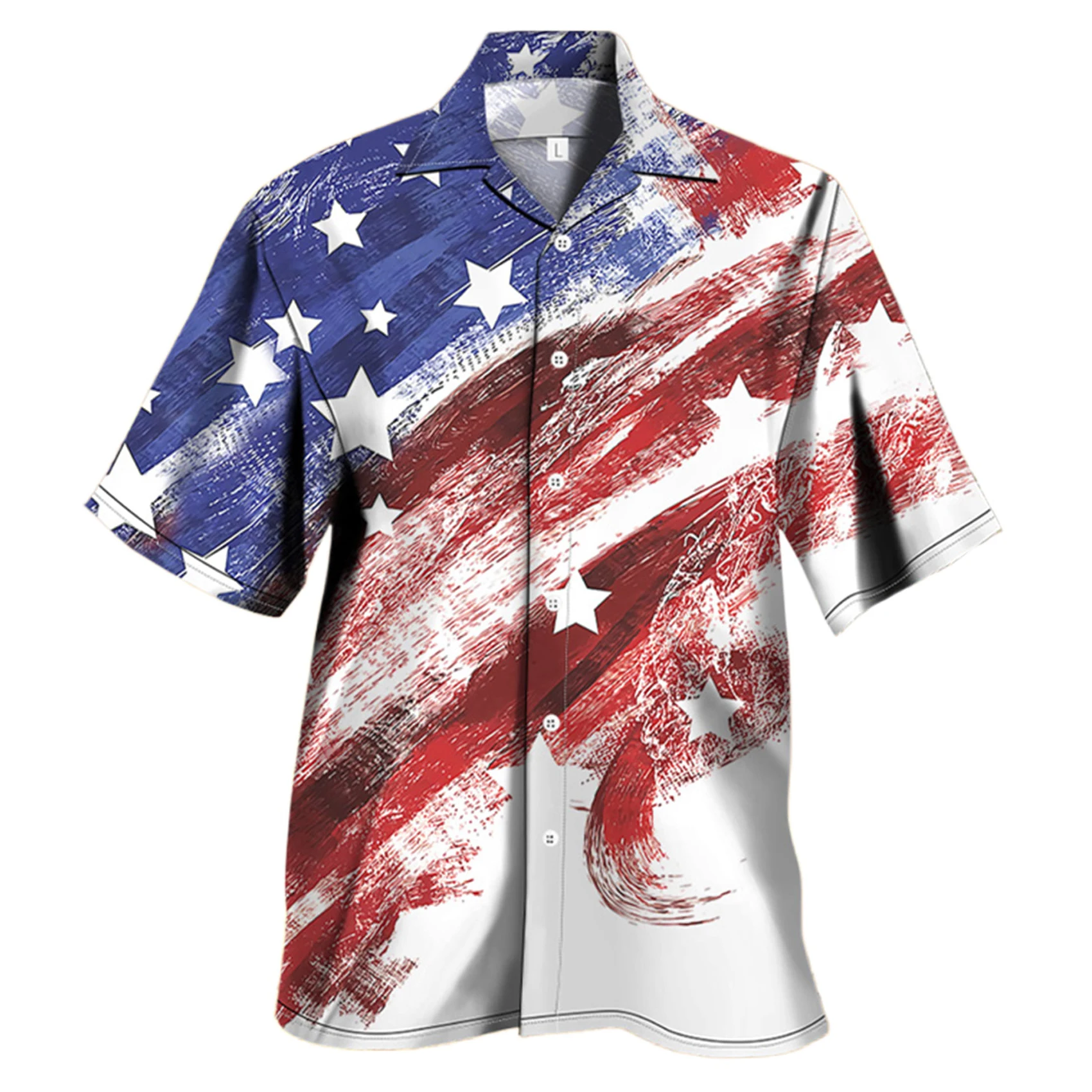

Men's 3D American Style Print Button Shirt Short Sleeve Regular Fit Lapel Patriotic Flag Eagle Hawaiian Beach Shirt
