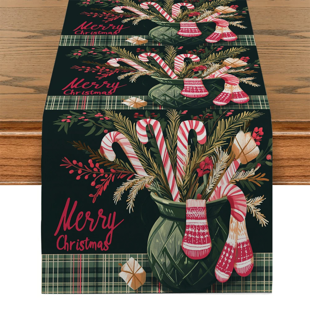 Рождественские перчатки сахарная трость ягоды дорожки для стола комод декор