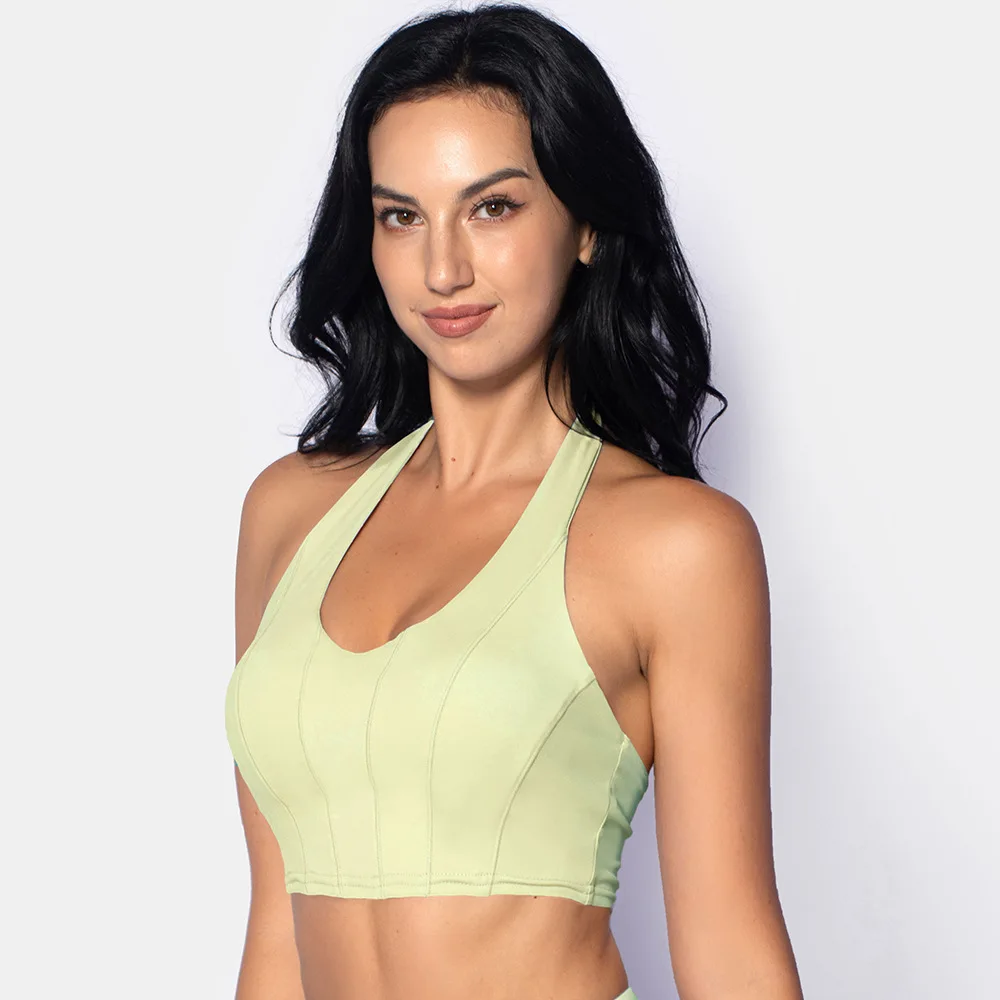 

SALSPOR Women's Halter Top Sexy Backless Stripe Bra Fitness Vest Quick Drying Fitness Yoga Suit Solid Casual Elastic Top