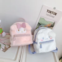 kawaii my melody cinnamoroll cartoon plush bag anime soft stuffed animals plushie backpack girls doll toys gifts